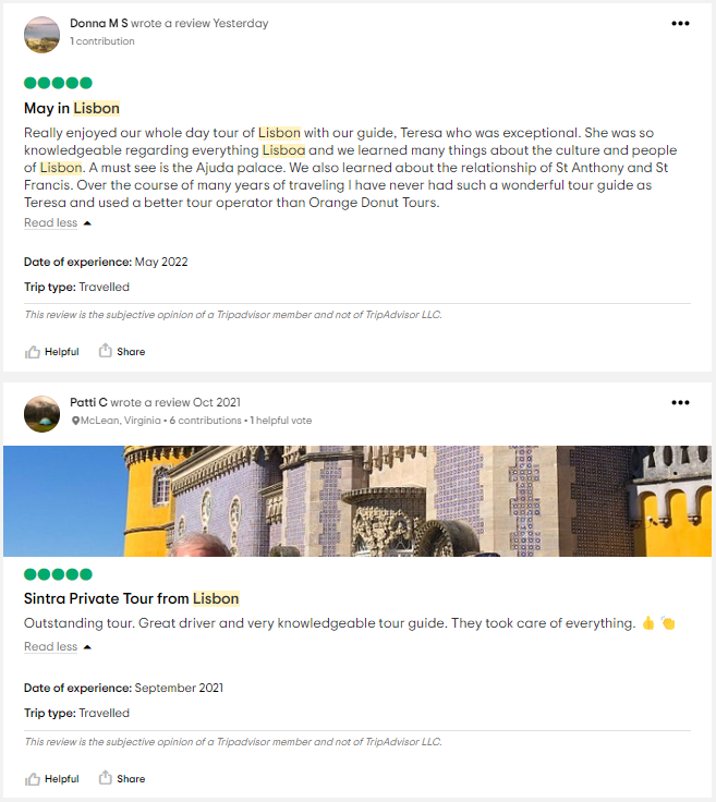 Private Tour Review from TripAdvisor